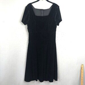 Vintage Black Velvet Dress Womens 10  Y2K Formal Whimsigoth Retro Event Occasion